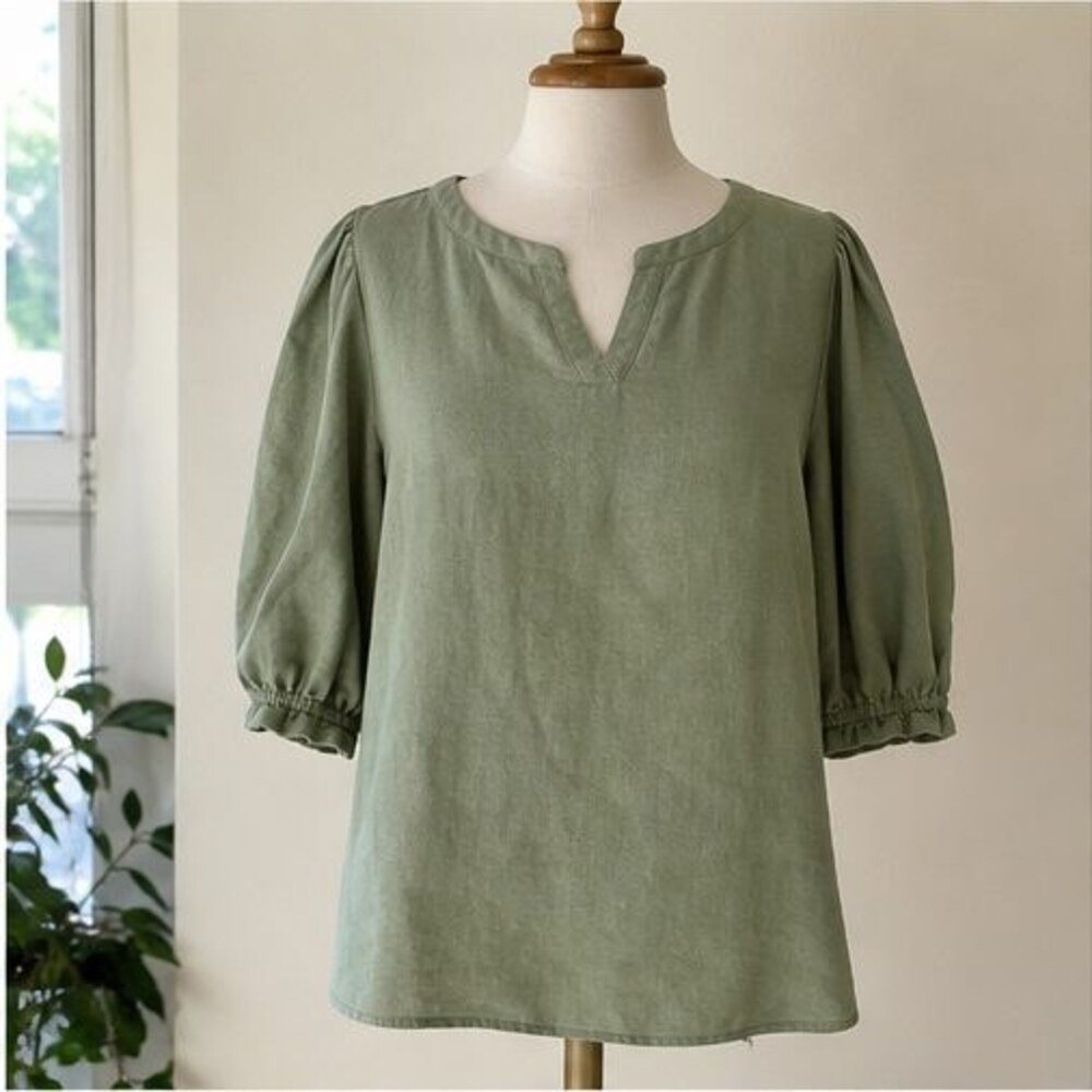 Sage Peplum Top